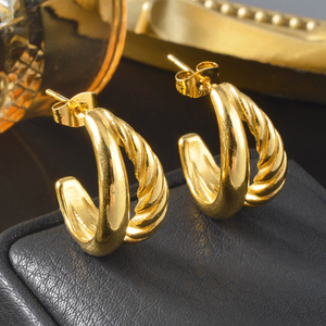 18K <b>Gold</b> Plated Stainless Steel <b>Small</b> <b>Hoop</b> Earrings Waterproof Tarnish Free Minimalist Daily Women Earrings - Product Image 5