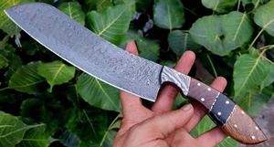 Cuchillo de Chef de acero de Damasco hecho a mano con mango de madera Funda de cuero puro Extra afilado Ambidiestro 13 pulgadas - Product Image 3