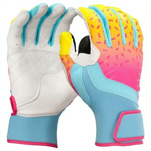 Custom Leather <b>Baseball</b> Batting Gloves Long Cuff Hook Loop Closure Adult Softball Batting Gloves Custom Logo Wholesale - Product Image 3