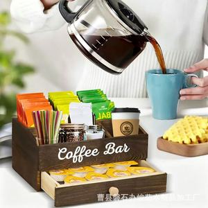 Caja de almacenamiento de cápsulas de café de madera con organizador de cajones para escritorio, suministros para barra de café, soporte para bolsas de té, gran capacidad - Product Image 1
