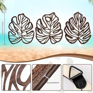 3 pièces Vintage feuille tropicale Art mural écologique en bois feuilles de palmier Plaque pour salon <span class=keywords><strong>chambre</strong></span> plante décoration murale - Product Image 4