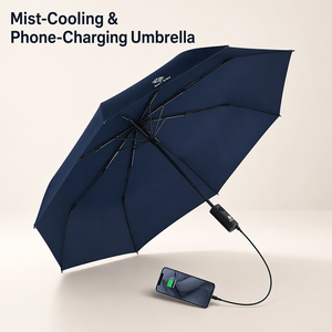 Sombrilla Plegable con Enfriamiento por Vaporización y Carga para Teléfono, 97cm, 8 Varillas, Diseño Minimalista para Clima Cálido - Product Image 1