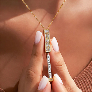 <span class=keywords><strong>Collana</strong></span> con Ciondolo SongYi <span class=keywords><strong>Personalizzabile</strong></span> con <span class=keywords><strong>Nome</strong></span> Barra 3D Asta Retrattile Oro Rosa Zircone Acciaio Inossidabile Catenina Veneziana - Product Image 3