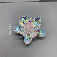 Figurine de fleur de lotus en cristal de verre AB scintillant personnalisée pour la décoration de la maison et la collection d'art
