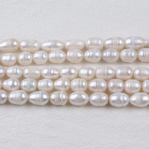 Chaîne de perles carrées de forme baroque cultivées en eau douce naturelles de 9*15 mm, perles blanches en vrac pour matériaux de bricolage - Product Image 3