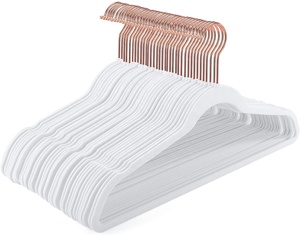 Set of 10 <strong>Velvet</strong> <strong>Coat</strong> Flocked Hangers Non-Slip Chrome Metal for Clothes Suit Shirt Pants Hanging - Product Image 1