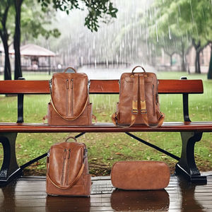 <span class=keywords><strong>Sac</strong></span> à main à bandoulière antivol en cuir végétalien pour femme Doublure en polyester imprimé <span class=keywords><strong>Sac</strong></span> à <span class=keywords><strong>dos</strong></span> à couches pour bébé avec accents de mode - Product Image 4