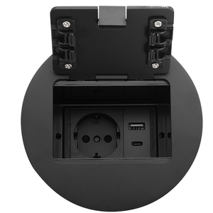 Nuevo Enchufe <span class=keywords><strong>de</strong></span> Corriente Circular Negro Empotrado con Estándar Europeo, Interfaz USB, Caja <span class=keywords><strong>de</strong></span> Enchufe <span class=keywords><strong>de</strong></span> Acero Inoxidable - Product Image 1