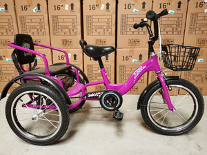 Triciclo per Bambini 16\"/18\" Nuovo Design con Doppio Sedile, Bicicletta a 3 Ruote per Bambini dai 2 ai 5 Anni, Auto Giocattolo per Bambini - Product Image 4