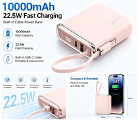 Batterie externe mini 10000 mAh à charge rapide 22,5 W avec câble Type C intégré, batterie semi-solide, chargeur de poche portable – Meilleures ventes