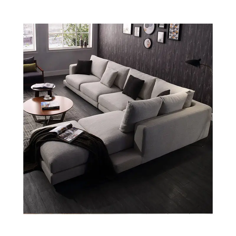 Nordic Style Fabric big sofa Modern Living Room L-shape Sofa Technology Fabric Latex Sofa home furniture set