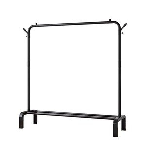 Floor Standing <b>Clothes</b> <b>Rack</b> Rectangle Single Bar Drying <b>Rack</b> For Bedroom Balcony Indoor Use With Storage Shelf - Product Image 3