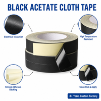 Ruban en tissu d'acétate noir résistant aux hautes températures, ruban d'isolation électrique pour fils, bobines, transformateurs, moteurs