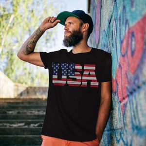 Fitspi bandiera americana T-Shirt da uomo July 4 ° patriottico Usa stelle e strisce T-Shirt all'ingrosso - Product Image 5