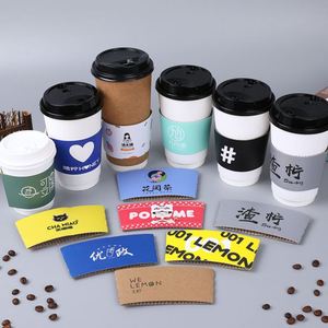 Reusable Personalized Coffee Bubble Tea Mug Sleeve Portable Custom Heat <b>Insulated</b> Drink Sleeve Leather Cup Holder - Product Image 6