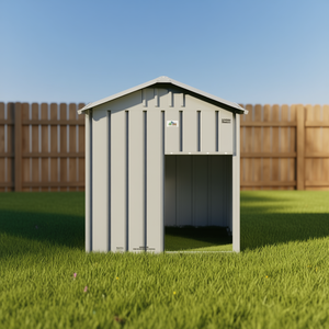 Nichoir pour chien gris clair 46,1x40,6x48,4 po en acier galvanisé, abri extérieur durable pour animaux de compagnie toutes saisons, grandes races - Product Image 2