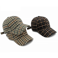Gorro de Béisbol Unisex de Primavera y Otoño, Estilo Retro Británico, 6 Paneles, Ajustable, Cálido, con Estampado de Tartán