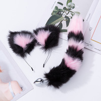 Juguetes Sexuales Anales, Tapón Anal con Cola de Zorro, Diadema de Orejas de Gato de Peluche con Campanas, Juego de Collar, Juguetes Sexuales de Masaje para Mujeres, Parejas, Cosplay