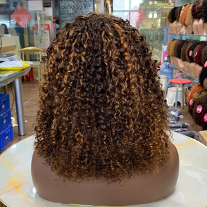 Personnalisation Instantanée : Perruques <span class=keywords><strong>Bob</strong></span> Bouclées Pixie de 14 Pouces en Cheveux Humains, Couleur P4/30, Prêtes à l'Emploi - Product Image 1