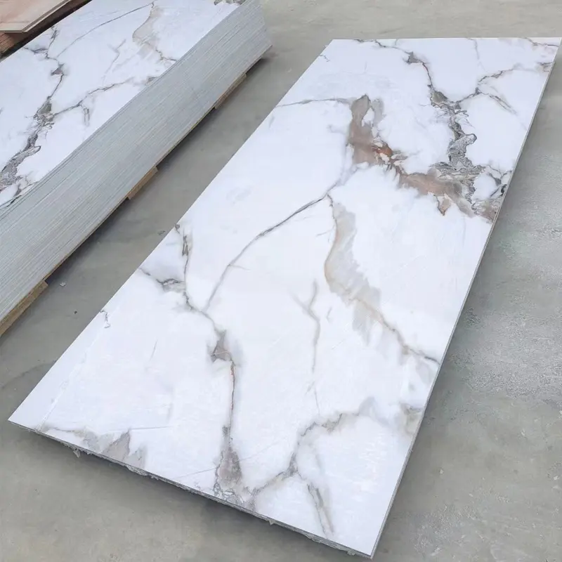 Vendita di fabbrica foglio di marmo in pvc rivestimento uv pannello a parete foglio di pietra piastra Uv in plastica