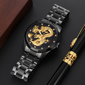 Montre-bracelet de luxe <span class=keywords><strong>Skmei</strong></span> <span class=keywords><strong>9193</strong></span>, mouvement à quartz japonais, dragon doré, acier inoxydable, fabricant de montres pour hommes - Product Image 5