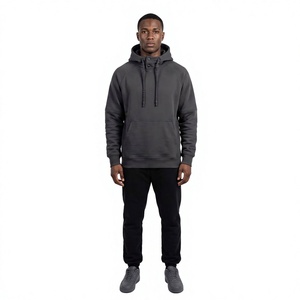 Sudadera con Capucha de Corte Cuadrado, Bordada, con Mangas Largas y Bolsillo Frontal, 100% Algodón Felpa, Transpirable, Estilo Invernal para Hombre - Product Image 1