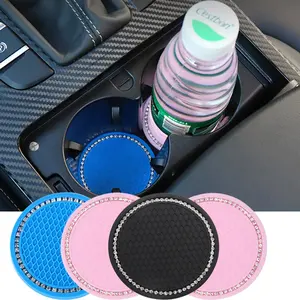 Factory Price Car Bling Cup Holder Insert Rhinestone Coasters Auto Interior Accessories Car Styling Pink Anti-slip