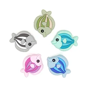 High Quality Tropical Fish Silicone Focal Beads Fish Silicone Teether Beads Diy Chew Necklace Pacifier Chain Accessories