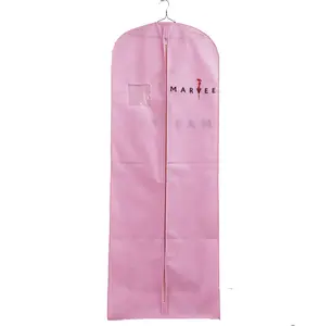 Reusable Warm Pink Wedding Dress Garment Bags With Logo