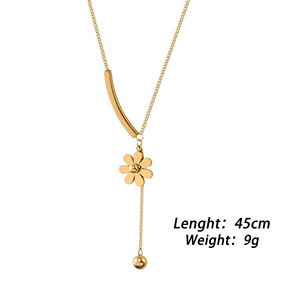 Novirassine Hot Flower Collarbone Banhado A Ouro Colar De Pingente De Aço Inoxidável Jóias De Moda para As Mulheres - Product Image 2