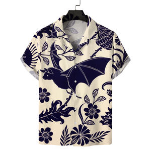 Diseñador estampado 100% poliéster manga corta abotonada <span class=keywords><strong>Tropica</strong></span> Floral verano playa camisa hombres Slim Casual hawaiana camisa - Product Image 2