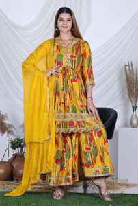 Nouvelle collection de sharara ethniques en rayonne, best-sellers, avec dupatta à lacets, pour les occasions festives - Product Image 4