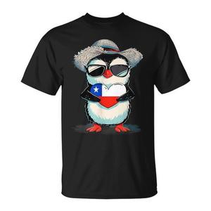 T-shirt drapeau chilien avec motif cœur et pingouin, design fierté chilienne - Product Image 1