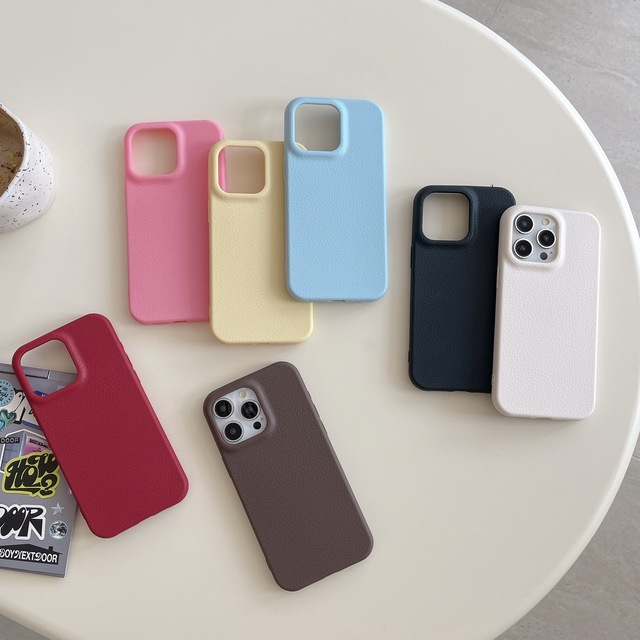 Factory Wholesale Premium Solid Color Leather Print Soft PU TPU Shock-proof Protect Phone case for Iphone 16 15 Pro