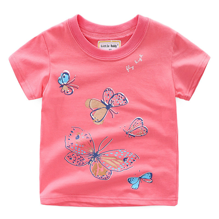 Оптовая продажа, Детская футболка из бутика, Детская Хлопковая летняя футболка для маленьких девочек