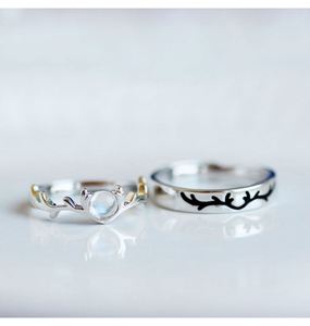 Antler Moonstone <b>Couple</b> <b>Ring</b> for Wedding Jewelry Valentine's Day Gift Open Adjustable <b>Ring</b> Deer <b>Couple</b> <b>Ring</b> for Men Women - Product Image 6