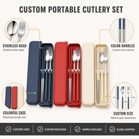 Ensemble de couverts en acier inoxydable rouge doré de qualité supérieure, cuillère, fourchette, baguettes, 3 pièces, étui portable, réutilisable, ensemble cadeau pour les voyages et les affaires