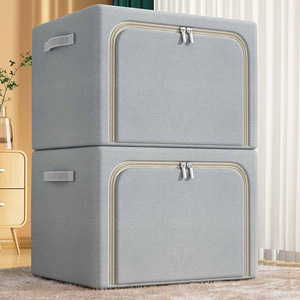 Clothing Organizer Storage <b>Box</b> Khaki With Window Rectangle Foldable Moisture Proof Large Capacity Home Use - Product Image 2