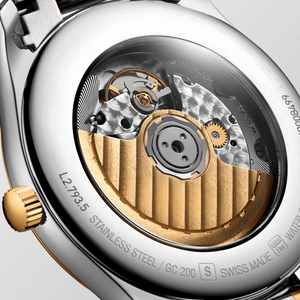 Reloj mecánico Longinesing de acero inoxidable con caja dorada lujosa y deslumbrante, marcadores de horas con gemas y esfera dorada. - Product Image 4