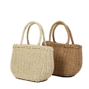Bolsas femininas de luxo para mulheres, sacolas de palha de papel artesanal de praia de verão, sacolas de crochê personalizadas