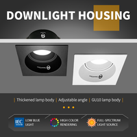 Boîtier de downlight LED carré réglable anti-éblouissement pour modules LED GU10 MR16, trou de 85 mm, pour spots et luminaires