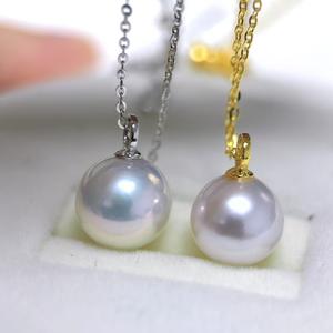 Collier pendentif en perles d'eau douce Edison rondes Wenchi 11-12 mm, polyvalent, luxueux, boucle Guazi en or 18 carats, accessoire DIY - Product Image 1