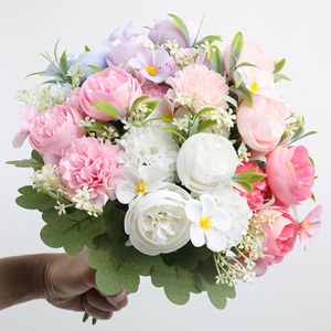 <b>Artificial</b> Peony Flower <b>Bouquets</b>, Silk Fake Flowers For Wedding Hand <b>Bouquet</b>, Home Decor Floral Arrangement Wholesale - Product Image 2