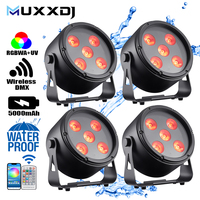 Projecteur LED sans fil étanche 5x18W RGBWA UV 6-en-1 à batterie avec contrôle Wi-Fi et DMX pour événements extérieurs et mariages