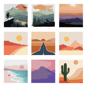 20x20cm pintura al óleo Diy por conjuntos de números pintura infantil enmarcada <span class=keywords><strong>paisaje</strong></span> fácil imagen de dibujos animados - Product Image 2