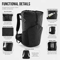 Sac à dos de camping imperméable à châssis interne 36L, capacité personnalisable, sac de randonnée durable avec dos rembourré