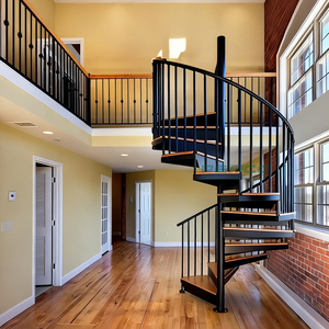 自由设计的现代室内节省空间不锈钢楼梯扶手采用螺旋楼梯设计 - Product Image 2