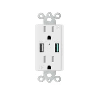 Prises de courant QC 18W répertoriées ETL avec port USB Double prise US chargeur d'interrupteur mural 15A TR