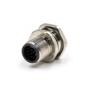 M12 Circular Connector Welding Wire Socket 12pin Solder Connection Front Back Rear Mount Panel Connector