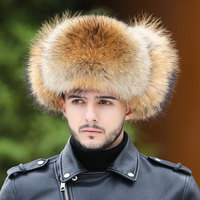 Sombrero Ushanka ruso de piel Real para hombre, moda de invierno, bombardero para exteriores, sombrero de esquí, sombrero de soldado estilo aviador